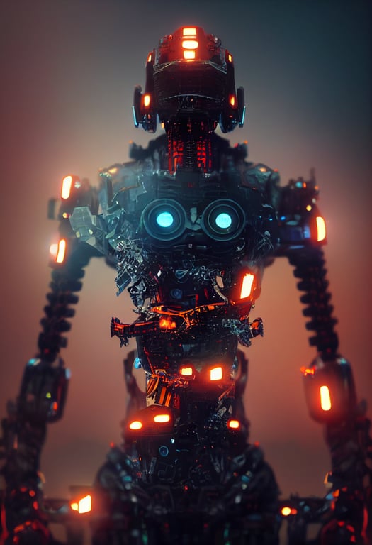 prompthunt: epic robot with 'X' on his chest, futuristic, cyber, sci-fi,  cyberpunk, photo, intricate detail, mechanics, mecha, technical details,  unreal render, octane render, cinematic, depth,