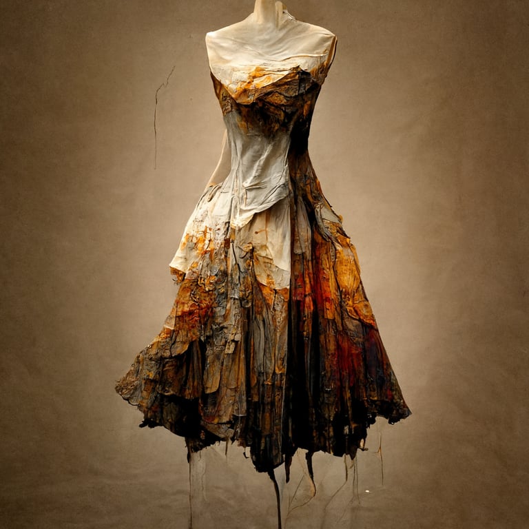 prompthunt silk dress with torn edges dripping fabric
