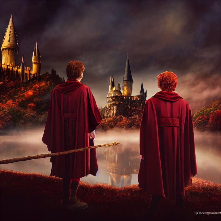 prompthunt Harry Potter and Ron Weasley and hermoine granger standing