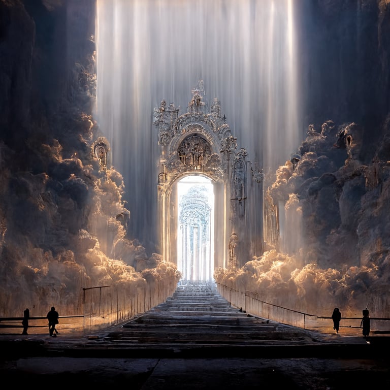 prompthunt: entering heaven's majestic pearly gates