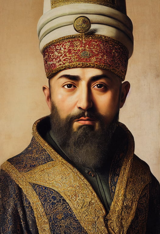 prompthunt: ottoman sultan Fatih Sultan Mehmet Khan, the conqueror of  constaintinepole,portrait with white headscarf, photorealistic, hyper  detailed, intricate details, real photo