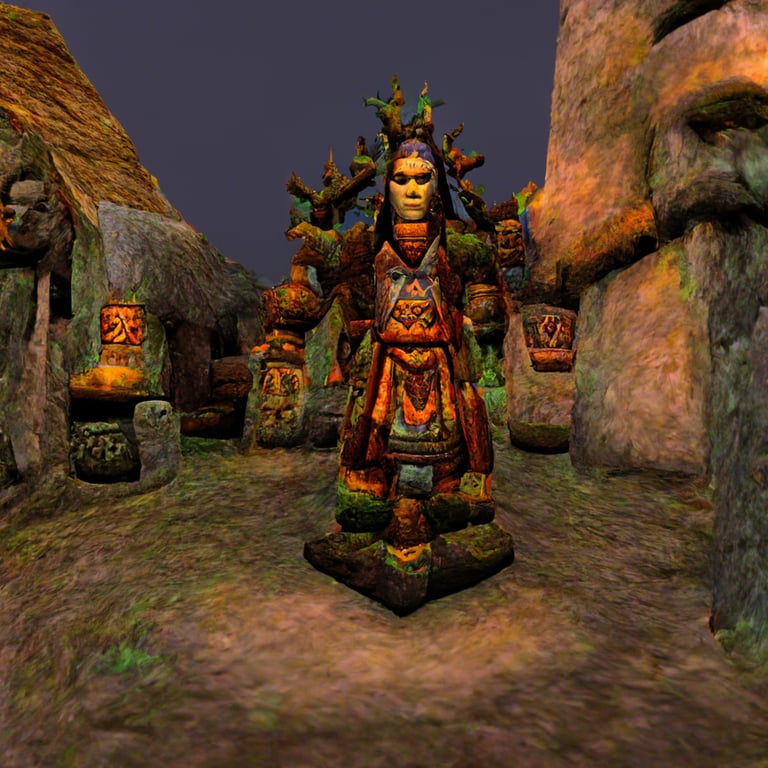 prompthunt: PlayStation 1 game screenshot of World of Warcraft Shaman, Old style 3D low polygon count model