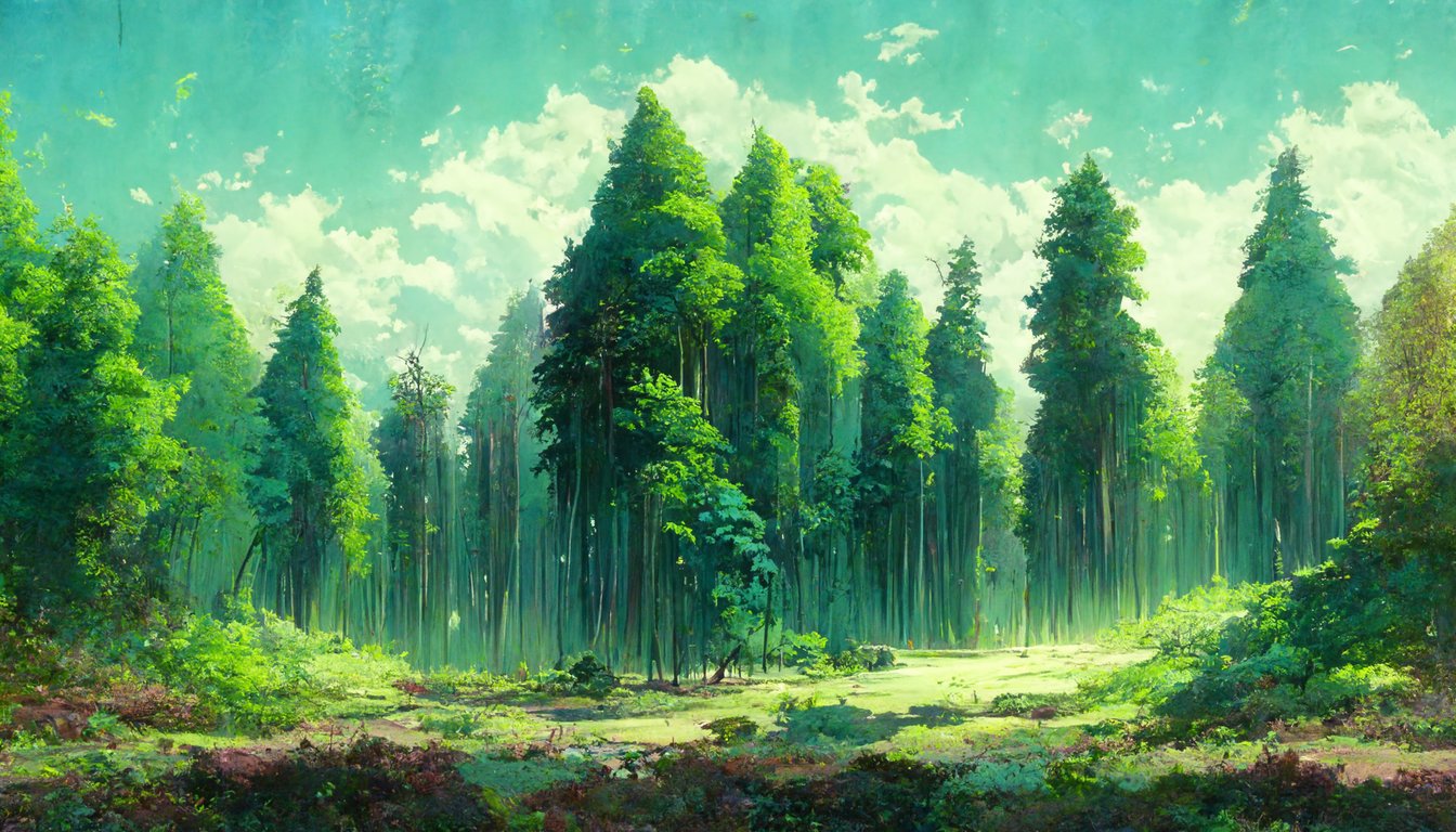 prompthunt: anime background,Dense forests