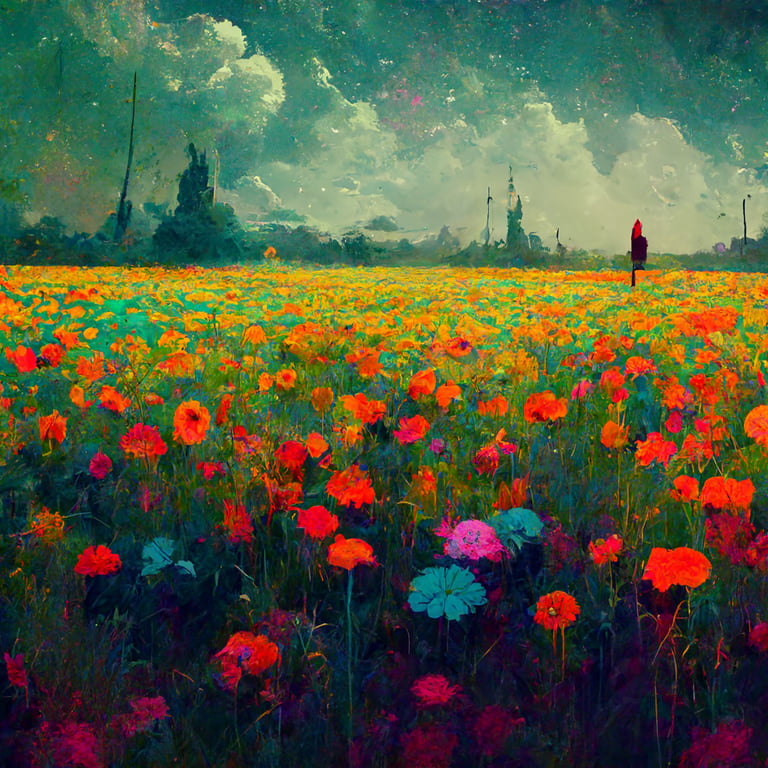 prompthunt: flower field