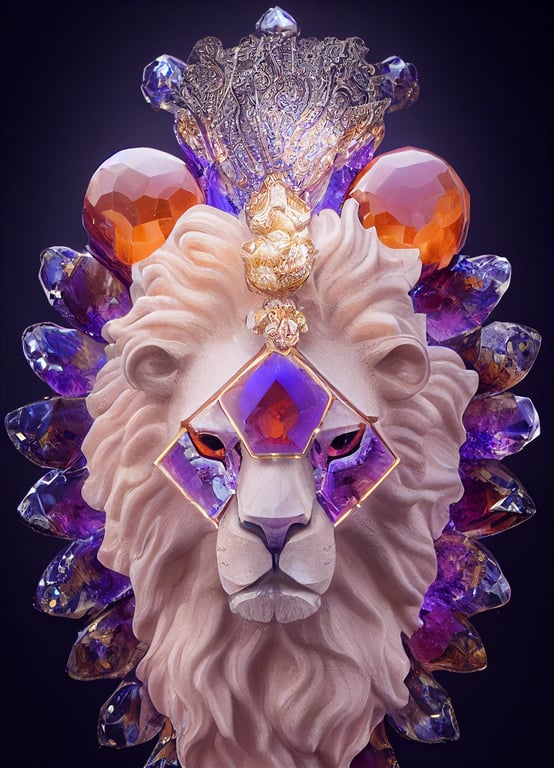 prompthunt statue of a crystal lion made of light brown agate