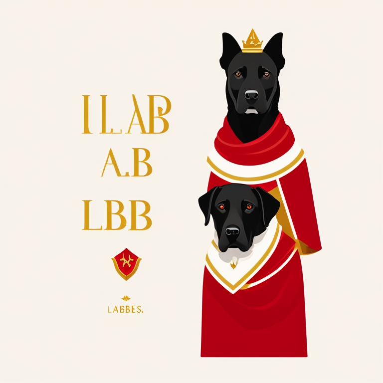 plastic-bat99: professional logo, A black Labrador dog draped in red ...