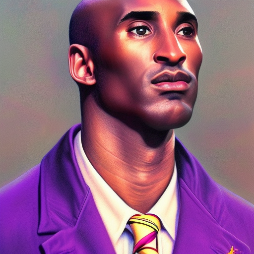 Cinematic, Psychedelic, Bust portrait, Kobe Bryant, Head and chest only, Exotic features, Tim Hildebrandt, Wayne Barlowe, Bruce Pennington, Donato Giancola, Larry Elmore, Oil on canvas, Masterpiece, Trending on Artstation, Featured on Pixiv, Cinematic composition, Dramatic pose, Beautiful lighting, Sharp, Detailed, HDR, HD, 4k, 8k