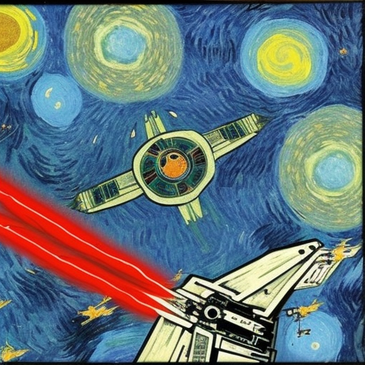 star wars space battle, by Van Gogh