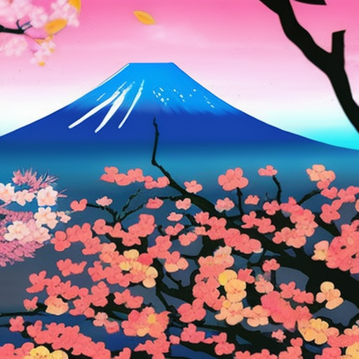 bitfloorsghost: Mt. Fuji behind cherry blossoms in the foreground