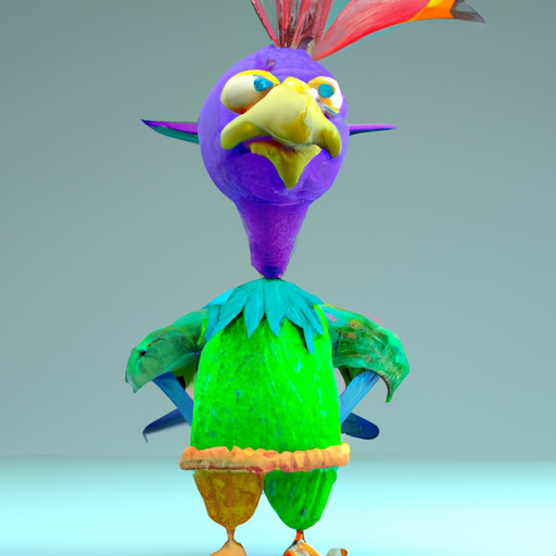 mattsilverman: 3d render rooster with a green folding fan as a