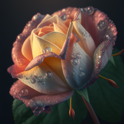 bitfloorsghost: a perfect Juliet rose with stems and leaves, dew on the  petals