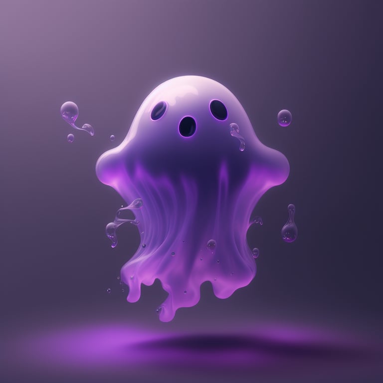 a purple ghost, inspired by Luma Rouge, deviantart, conceptual art, cute funny ghost, 2 d render, at midnight, floating, smooth illustration, bubblegum body, wraith --v 4 --q 2 --stylize 500