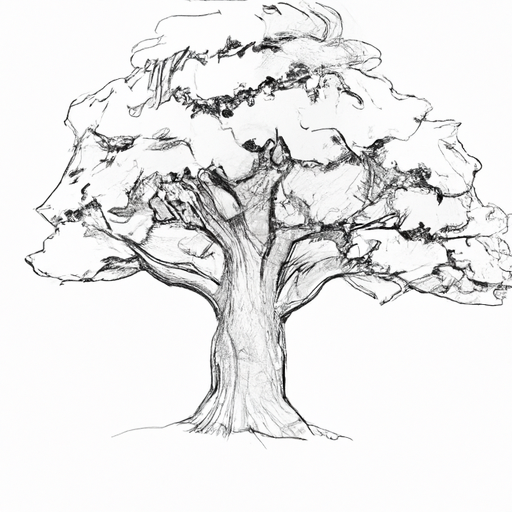 Sketch an Easy Oak Tree Pencil Drawing 