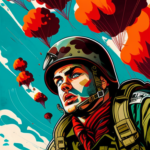 a soviet paratrooper, Pop art, Painting, Tomek Setowski, Behance contest winner, Wyndham Lewis, --v 4