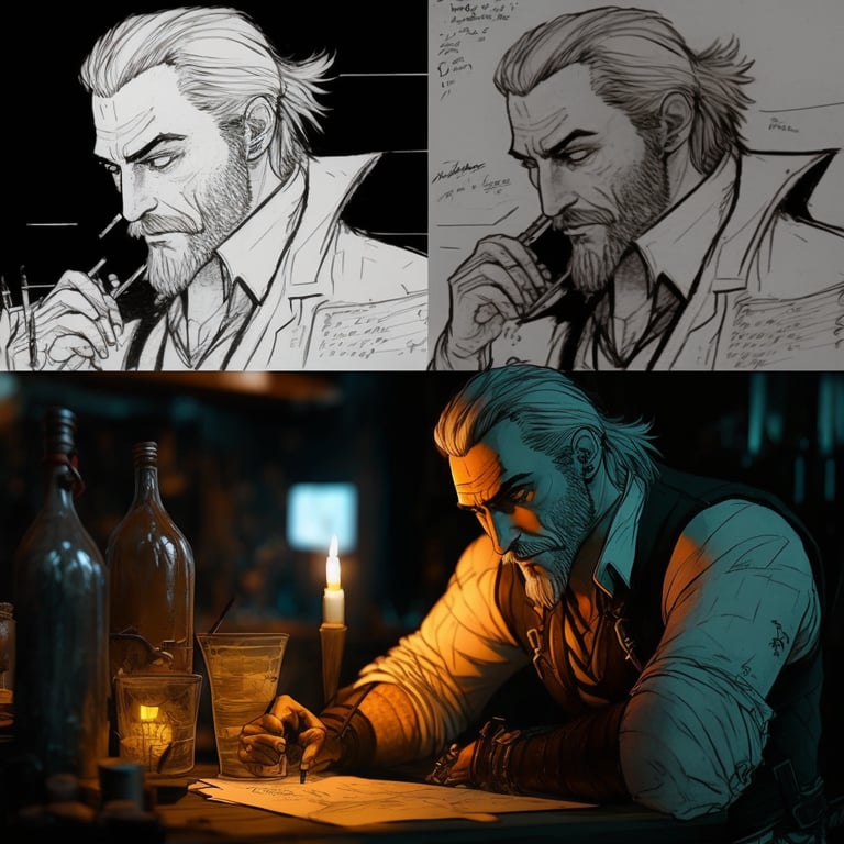 craigbrooks: a witcher having a drink at the bar, seed 548300532