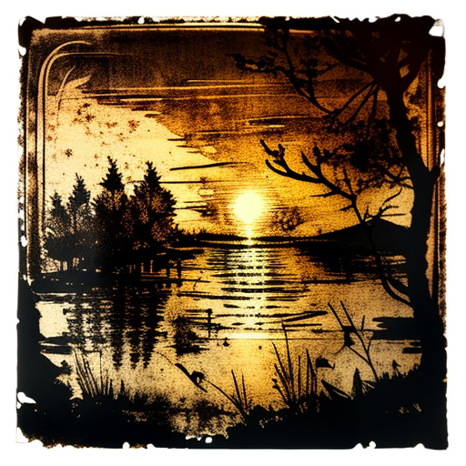 bitfloorsghost a sunset over a lake