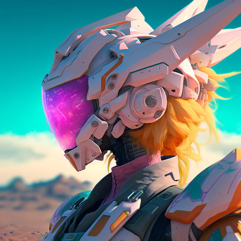 bma: clean helmet view portrait of a woman wearing gundam mecha in an