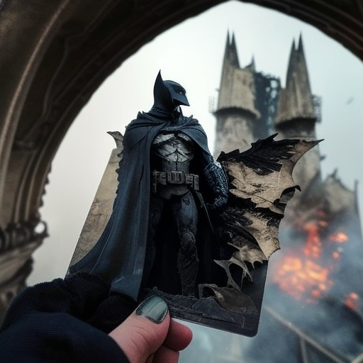 Meldor: Batman on top of burned Notre-Dame cathedral in Paris