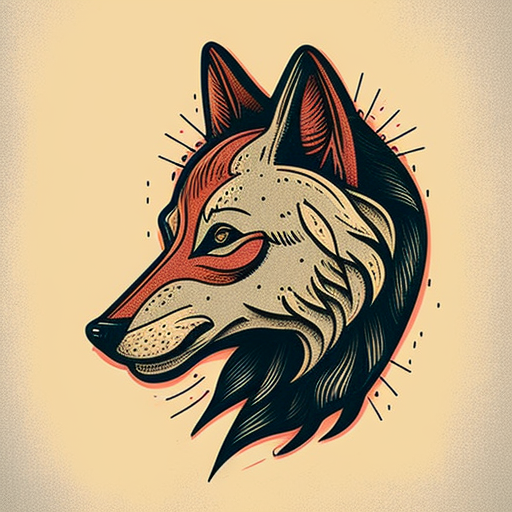 neo traditional wolf head tattoo
