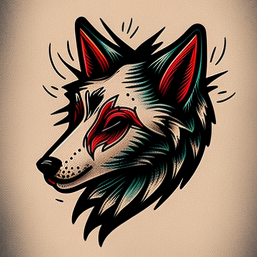 neo traditional wolf head tattoo
