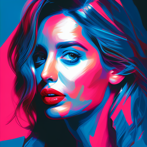 sandcrawlermusk: Ana de Armas as Joi pink and blue neon