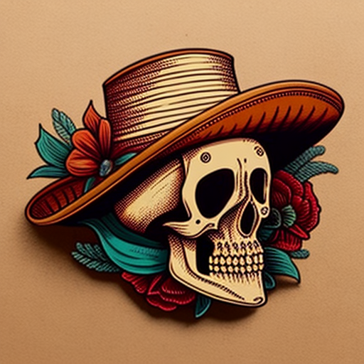 addison: The skull of a skeleton wearing a cowboy hat