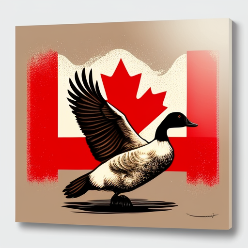 jobhadel Canadian Goose flying Canada s flag with RCMP on the