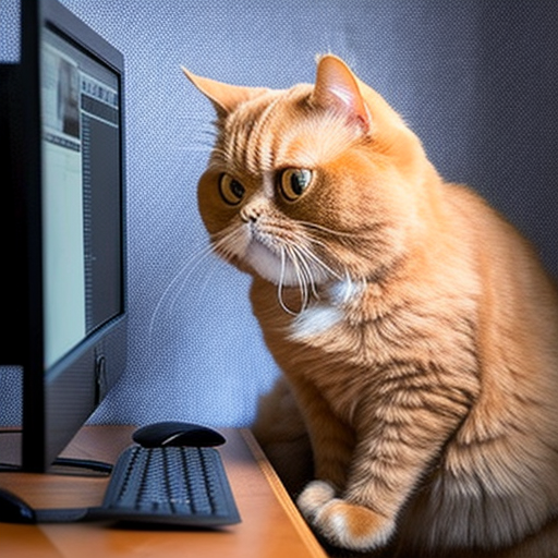 gregmeyer A cat sitting at a computer creating an meme
