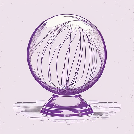 Simple, Clean, Minimalist, Magical, Illustrated, A crystal ball, Purple or black lines, Line illustration, Hand-drawn, Vector art, --v 4