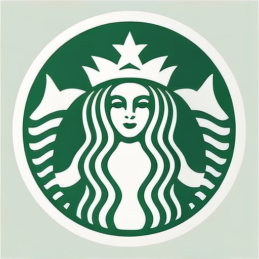 Simple, Flat, 2D, Minimalist Starbucks logo. Green color, Thin lines, Clean line art, Circular, Circle outline, Monogram, Svg, Minimalist, Icon, --v 4