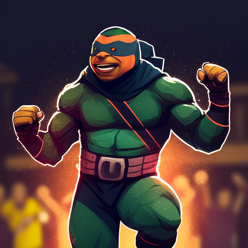 gildickmann: Kilyan Mbappe dressed as a ninja turtle, celebrating a goal on  a football field. 8K, digital art