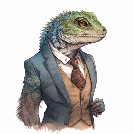 mohssai: Lizard in a suit
