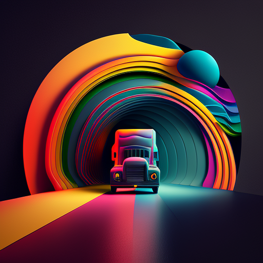 Roadshow, Black background, Vibrant and bold colors, 3D, --v 4