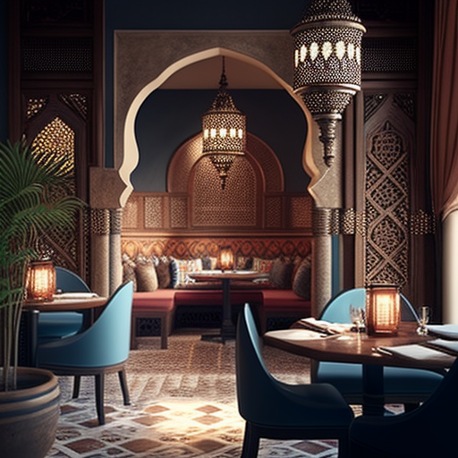 fouduroi spacious luxurious restaurant with a light moroccan style