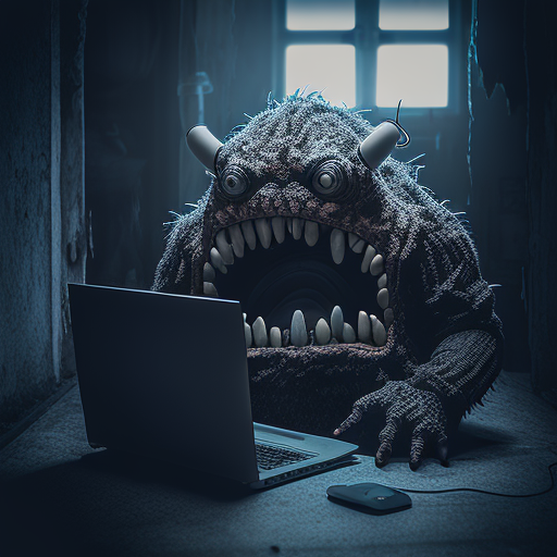 sebastianyilmaz The ugly monster uses a computer like a hacker. Photo resolution is 1500px by