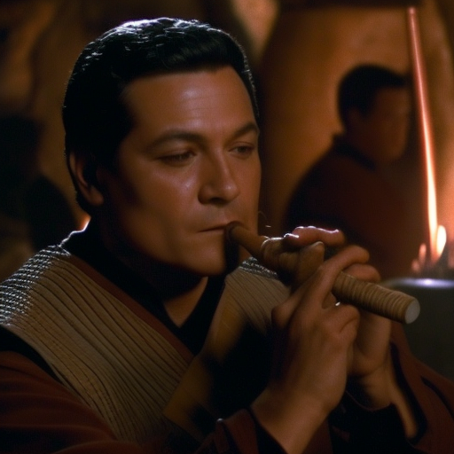 sandcrawlermusk Chakotay playing a pan flute