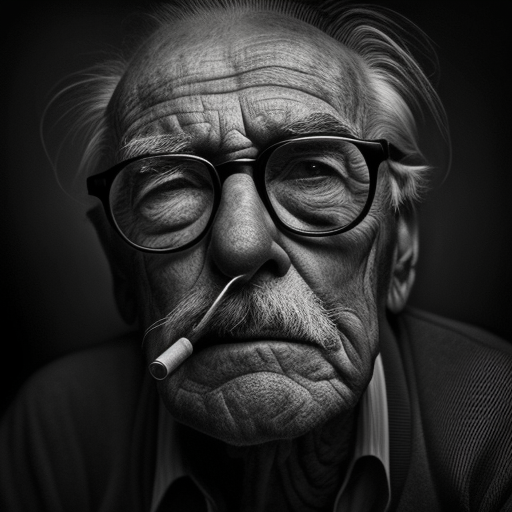 daverushton older man with round glasses and a cigar frowning in pain