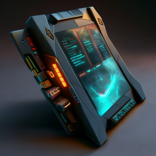 Concept art for a sci-fi hacker tablet, --v 4