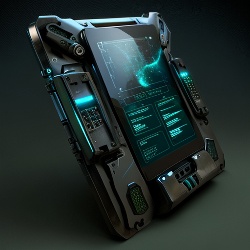 Concept art for a sci-fi hacker tablet, --v 4