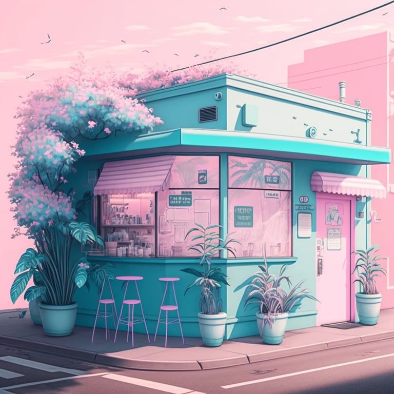 jasonmarkow-cute-coffee-shop-exterior-in-a-vaporwave-coloring