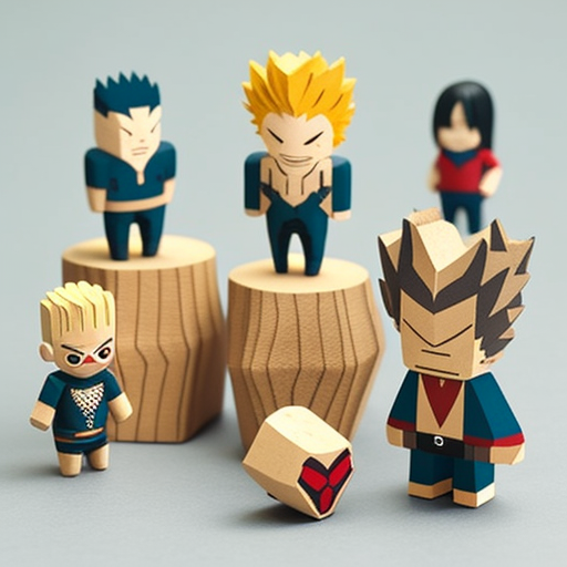 brianhough: My hero academia students as small wooden toys.