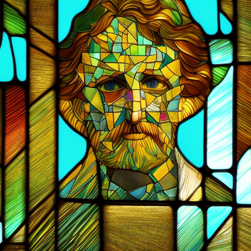 Larry Bird, Stained glass, Louis Comfort Tiffany, Behance, Crystal Cubism, Flat, Glass, Ultrafine detail, 2D, Realistic