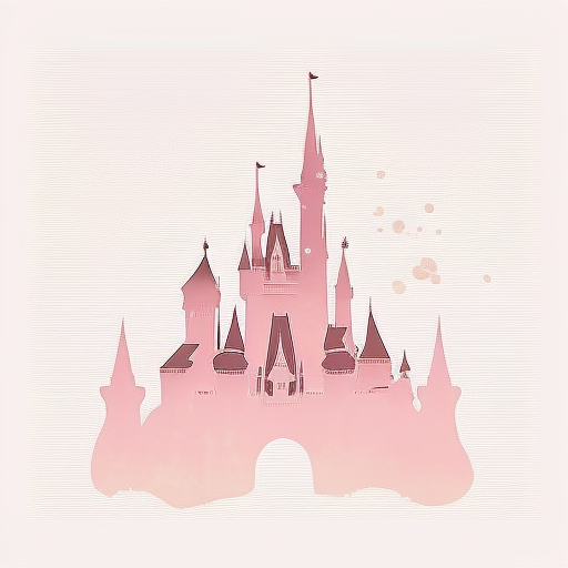 ck222: silhouette cartoon graphic of disney castle white background pastel