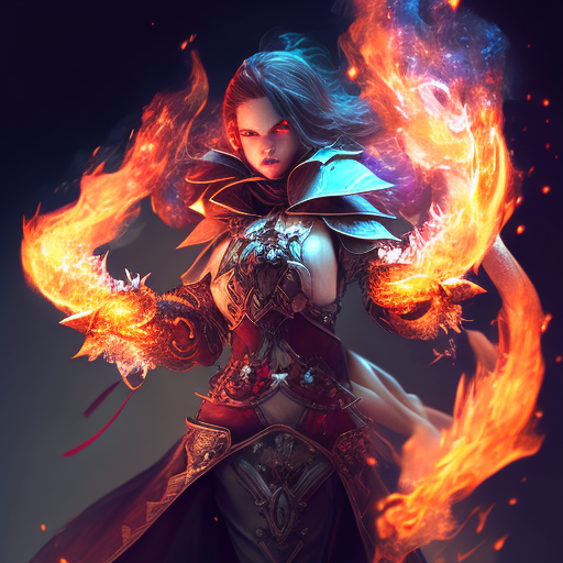 yunwang: 3d girl mage fighter, fire spell casting
