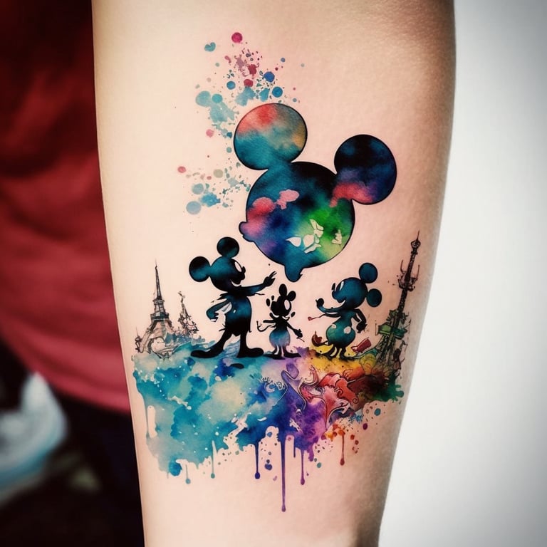 zachspuckler: Mickey Mouse And Friends watercolor tattoo
