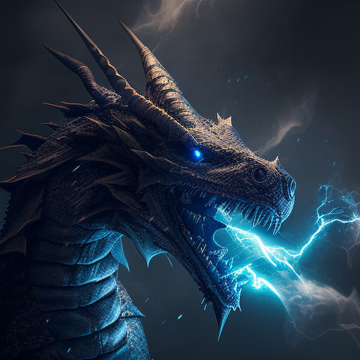 dark blue dragon with lightning striking in the background, Realistic, Intricately detailed, Cinematic composition, Cinematic lighting, Lightroom gallery, Behance contest winner, Professional photography, Unsplash, Low angle, --v 4