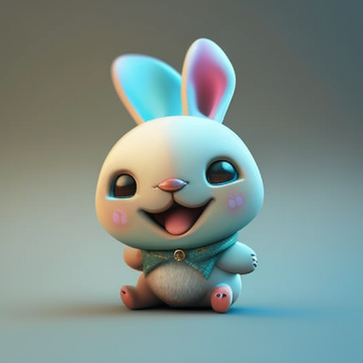 wei: 3d cartoon style cute rabbit character with a happy face