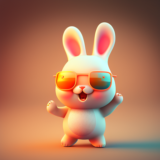 wei: 3d cartoon style cute rabbit character with a happy face ...