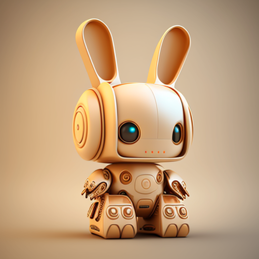 wei: 3d cartoon style cute robot rabbit character with a happy face,  future, funko pop, 3d, Hyper realistic