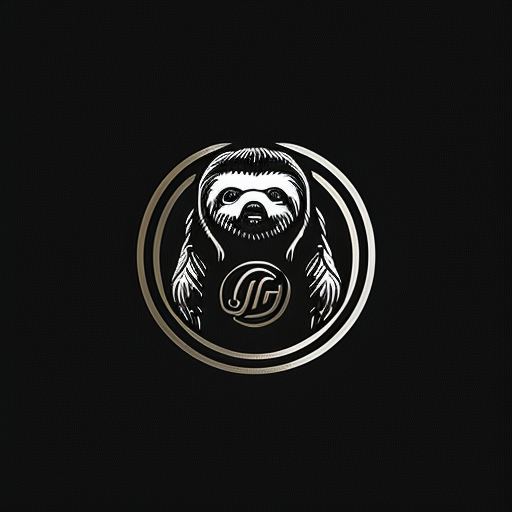 nifty-stork968: logo of a tech art studio featuring a sloth, monotype ...
